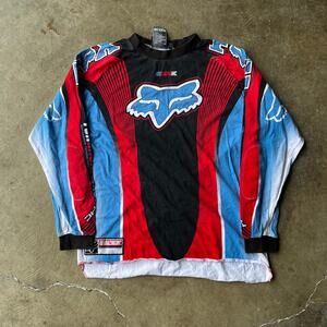 VINTAGE FOX RACING MOTORCROSS LONGSLEEVE SHIRT MENS SMALL RED BLUE MOTO X